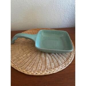 Mid Century Vintage Ceramic Glidden Turquoise Skillet / Ovenware / Spoon Rest